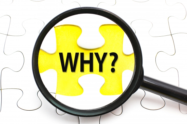 虫眼鏡とホワイの文字
