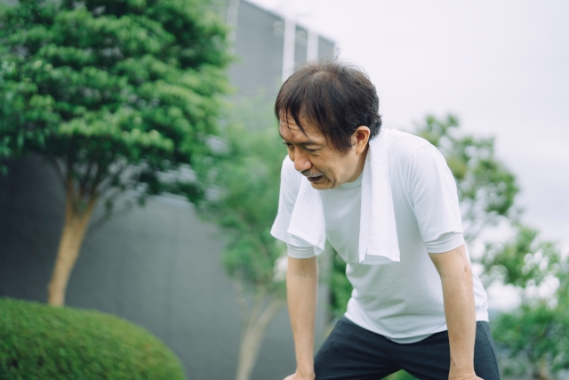 運動後に疲れた様子