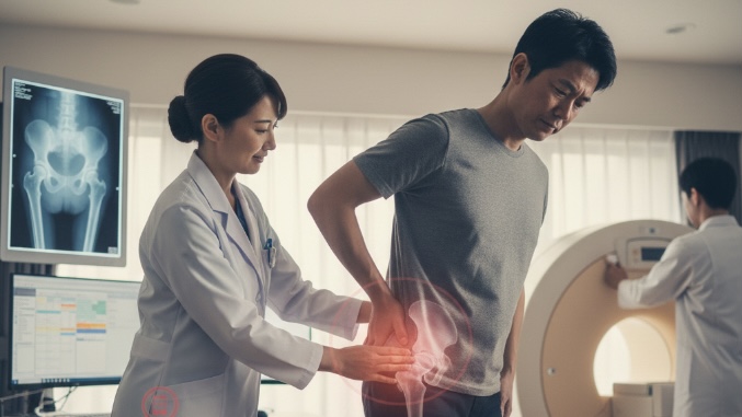 股関節痛の医師の診察の様子