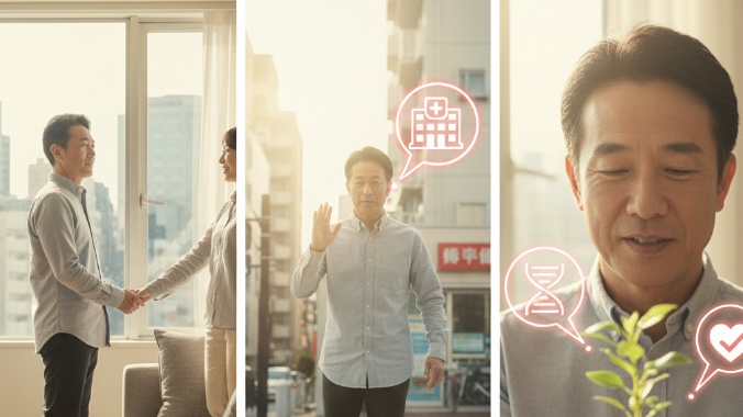 医師との相談→通院→少しずつ改善のイメージ