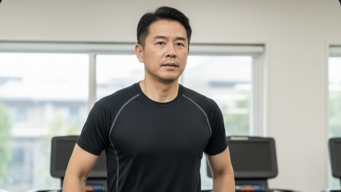 ジムで有酸素運動した後の男性