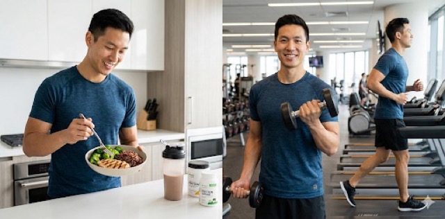 健康的な食事と適切な運動の様子