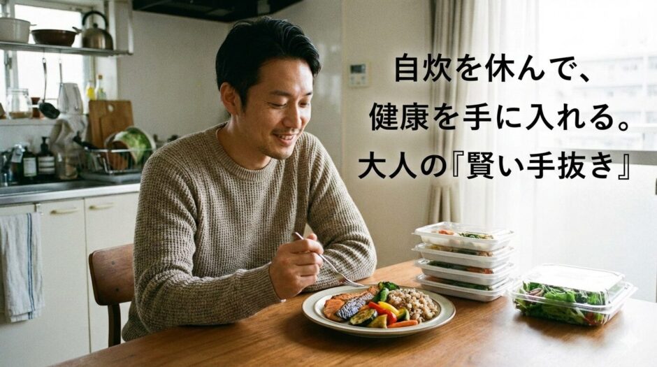 ダイニングで健康的なインスタント食品を食べる男性
