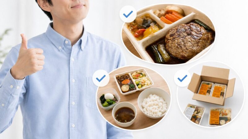 デリピックスのお試しセットで味・量・パッケージサイズを確認して満足する男性のイメージ画像